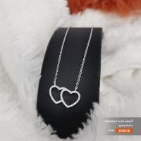 ราคา สร้อยคอพร้อมจี้เงินแท้ 92.5 จี้หัวใจ (จี้เพชรสวิส CZ) งานชุบทองคำขาว SV0018 (22172860918)