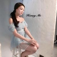 ราคา งานป้าย Honey Me เดรสสั้นสีฟ้า งานฟรุ้งฟริ้ง (1717301252)