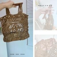 ราคา กระเป๋า สาน เชือกถัก แบบถือ มือสอง (24271929514)