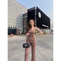 ราคา ชุดจั้มสูทสายเดี่ยวขายาว ดีเทลร้อยเชือกด้านหลัง (16427615379)