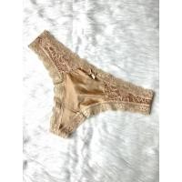 ราคา Victoria’s Secret แท้ - ป้ายห้อย - Size L - Thong - สีเบจผ้าลื่น (VS75) #lgbt (21721568676)