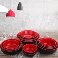 ราคา Jibbyhomeจาน/ชาม/ช้อน สีแดงดำสไตล์ญี่ปุ่น พลาสติก ชุดชาบูดำแดง ช้อนดำแดง (25719789284)