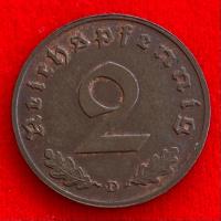 ราคา เหรียญเยอรมันสมัยนาซี Germany 2 reichspfennig ปี 1937D เหรียญ​ต่างประเทศ (23262490937)