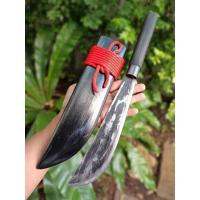 ราคา มีดปลายหว้าย มีดลาบ มีดสปาต้า มาเชเต้ Machete มีดใช้งาน มีดเดินป่า มีดแคมป์ ใบ 9.5” ตีร้อนชุบแข็ง ผิวไฟ ด้ามไผ่ตันฝักสัก (21369713778)