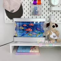 ราคา Roomer.Decor [พร้อมส่ง] โคมไฟตู้ปลา อควาเรียมจิ๋ว ตู้ปลาLED ตู้ปลาหมุนได้ โคมไฟ (29885966321)