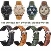 ราคา สายนาฬิกาข้อมือ สายหนังวัวแท้ สไตล์วินเทจ แบบเปลี่ยน สําหรับ Omega Swatch MoonSwatch (25930849020)