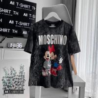 ราคา เสื้อวินเทจ เสื้อยืดโอเวอร์ไซส์❤️สกีนลายมิกกี้เมาส์MOSCHINO✅ของแท้100% (17786675189)