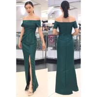 ราคา ชุดออกงานราตรี/ไปงานแต่งไซส์ใหญ่สีเขียว เดรสยาวทรงปาดไหล่ ปิดต้นแขน เอวแต่งจีบระบายสวยเก๋ (6811147572)