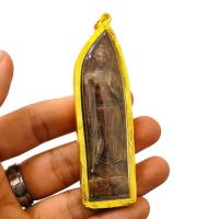 ราคา พระกรุ จี้พระลีลา กรุวัดถ้ำหีบ สุโขทัย เนื้อชินสนิมแดง เลี่ยมกรอบทองไมครอน (25413827462)