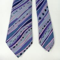 ราคา เนคไทมือสอง Emilio Pucci Men's Silk Tie Colorful Purple Design Made in Italy (28140399795)