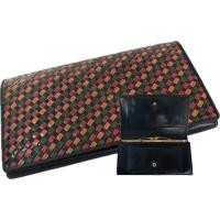 ราคา กระเป๋า สตางค์มือสอง ขายตามสภาพ กระเป๋าเงินหนังแท้ถัก สีแดงส้มเขียว (49503078138)