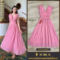 ราคา ❥XS-XL เดรสยาวสีชมพู เดรสผ้าชีฟอง งานป้าย NABI เดรสไปงาน เดรสไปทะเล ชุดไปเดท ชุดเพื่อนเจ้าสาว (43970469551)