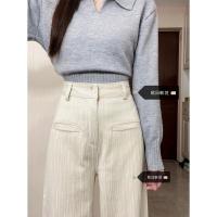 ราคา ขนาดใหญ่ Off-White ลายกางเกงยีนส์ขากว้างผู้หญิงไขมัน mm2024 สไตล์ใหม่เอวสูงหลวม Drapey ชั้น (24593838554)