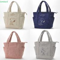 ราคา LOMBARD Snoopy Corduroy Tote Bag, กระเป๋าถือผ้าใบพิมพ์ลายความจุขนาดใหญ่, กระเป๋าเก็บของสไตล์ญี่ปุ่นมัลติฟังก์ชั่นเรียบง่ายการ์ตูนถุงอาหารกลางวันหญิง (52653511304)