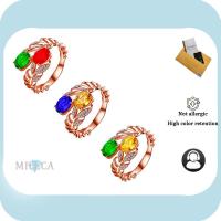 ราคา รวมใบรับรอง GRA |18k Rose Gold ใหม่เต็มเพชร Olive Leaf แหวนสมบัติสี (56702107012)