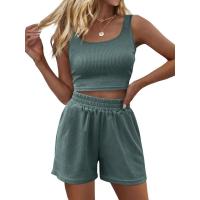 ราคา Fashion Trendsfashion Trendy Queen Two Piece Summer Outfits Women Shorts Sets 2 Piece Sleeveless Matching Lounge Crop To (27956360518)