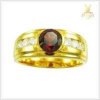 ราคา แหวนโกเมนแท้ เงินแท้925 ชุบทอง โดดเด่นดูมีสไตล์ แหวนพลอยแท้ (4377941993)