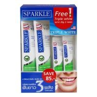 ราคา ซื้อ2 แถม2 ยาสีฟัน Sparkle Triple White สปาร์คเคิล ทริปเปิ้ล ไวท์ เซ็ท ฟันขาว ไม่เสียวฟัน ด้วยพลังธรรมชาติ 100g แถม 20g (9263170171)
