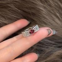 ราคา ยุโรปอเมริกัน ins สไตล์ใหม่ Diamond-studded Red Corundum Blue Spinel เปิดแหวนผู้หญิง (27882505821)