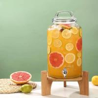 ราคา โถจ่ายน้ำหวาน 5.5ลิตร โถแก้วจ่ายน้ำผลไม้ ฐานไม้ไผ่ (26186028043)