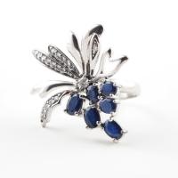 ราคา SALE! แหวนพลอยไพลินแท้ ทรงไข่ พวงองุ่น 6 เม็ด 2.7 กะรัต เงินแท้ ชุบทองคำขาว (3807635346)