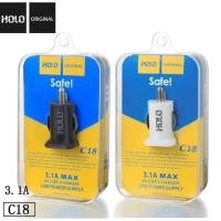 ราคา หัวชาร์จ Holo c18 หัวชาร์จ ชาร์จได้ 2 หัว Car Charger LCD 2USB หัวชาร์จโทรศัพท์ในรถ ที่ชาร์จในรถ (25219634464)