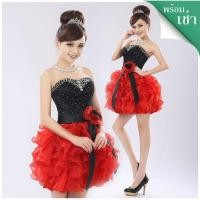 ราคา (สนใจเช่าสอบถามทางแชท)ชุดแฟนซีสั้นสีดำแดงแต่งระบาย (26554306777)