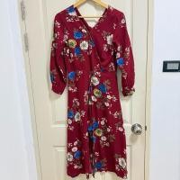 ราคา เดรสขาสั้นสีแดงลายกุหลาบ (25744667066)