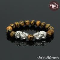ราคา หินไทเกอร์อายส์ พลอยตาเสือ แกะสลักบทสวดมนต์ทิเบต Tiger Eye ขนาด 10 มิล ปี่เซียะคู่ เงินแท้ 92.5% หินแท้ 100% คตไม้สัก (5030167501)