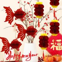 ราคา โคมไฟรังผึ้ง 3ง กระดาษ งIY ตกแต่งตรุษจีน, เครื่องประดับแขวนคริสต์มาสพร้อมกระดิ่ง, ตกแต่งงานรื่นเริงสีแดงสําหรับงานแต่งงานในบ้าน, มะระ 2 รูปแบบและปลาทอง (1/2/4ชิ (49253172852)