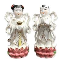 ราคา 7* กิมท้ง-เง็กนี้ง ลูกศิษย์เจ้าแม่กวนอิม สีขาว-ชมพู (กว้าง2นิ้ว สูง7นิ้ว) เป็นงานกังไส นำเข้าจากประเทศจีน ปลุกเสกจากวัดม (13181745785)