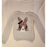 ราคา เสื้อกันหนาวสีเทาลายกระต่ายเกล็ดปลา มือสอง H&M แท้ (26369759283)