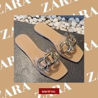 ราคา ZARA รองเท้าแตะคาดพลาสติกโซ่ทอง (13535371062)
