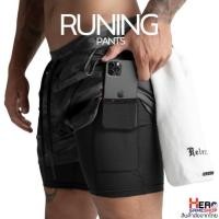 ราคา Hero Running Pants กางเกงวิ่ง เก็บมือถือได้ 4กระเป๋า ออกกำลังกาย กางเกงฟิตเนท มีซับใน กระชับ แห้งเร็ว กางเกงกีฬา ขาสั้น (24273271636)