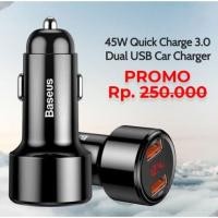 ราคา BASEUS 65W 45W Fast Charging Saver Dual USB 45Watt Type C 65Watt PD Universal ORIGINAL Car Charger (27109964091)