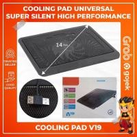 ราคา Cooling Pad V19 Usb Blue LED Silent Big Fan / Cooler Pad N19 Super Silent 14" Compatible Universal (43872341466)