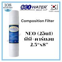 ราคา ไส้กรอง อินไลน์ Neo Sense / Composition Filter 2.5”x8” 2 อิน 1 พีพี + คาร์บอน ใช้แทนไส้กรอง Coway / โคเวย์ (27431169242)