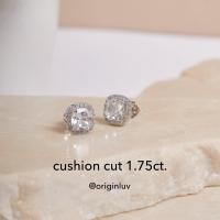ราคา Originluv - ต่างหู cushion cut 1.75กะรัต ล้อมเพชร (halo) (43825091384)