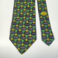 ราคา เนคไท มือสอง Dunhill Silk Tie Gold Green Geometric Designer Made in Italy (42416048240)