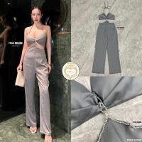 ราคา ถูกี่สุดจั้มสูทขายาวแต่งสายเพชร เว้าเอวงานป้าย (23785846394)