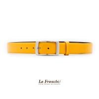 ราคา - เข็มขัดหนังวัวแท้ลาย Pebble สีเหลือง พร้อมหัวเข็มขัด #3F0014 (25459378357)