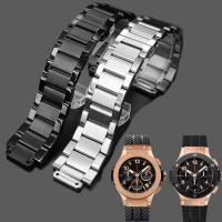 ราคา 13 มม.17 มม.19 มม.สแตนเลสสตีลสําหรับ HUBLOT เข็มขัดโลหะทนทาน Unisex Waterp-roof WatchBand เงินสีดํา Rose-gold สร้อยข้อมือ (43459226797)