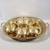ราคา ชุดชามฝาทองเหลือง 4 นิ้ว 3 ใบ และ 5.5 นิ้ว 1 ใบ และขนาด 3 นิ้ว 2 ใบ พร้อมถาดเปลหูจับ 16 นิ้ว (11703093254)