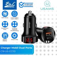 ราคา USAMS C19 Fast Car Charger 2 พอร์ต USB + PD3.0 จอแสดงผลดิจิตอล 42W (10541031251)