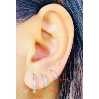 ราคา ราคา1คู่ ของแท้งานเกาหลี%ต่างหูห่วงเรียบฝังเพชรczงานหุ้มทองคำขาว ขนาดหน้า1.2mm.ขนาดกว้าง 6-8-10mm.ห่วงแบบล็อคใส่น่ารัก (13289485485)