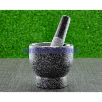 ราคา ครกหิน แกรนิต ทรงกลึงเรียบ ผิวนอกเคลือบมัน ขนาด 5.5 นิ้ว + สากหินแกรนิต (1331006693)