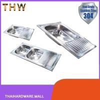 ราคา อ่างซิงค์ อ่างล้างจานสแตนเลส 1 หลุมและ 2 หลุม แบบพับขอบหนาและแบบฝัง ขนาด 50-70-75-100-120ซม. SIS-698 (8180793066)