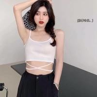 ราคา ครอปสายเดี่ยวผูกเอว สายเดี่ยวพร้อมสายไขว้ผูกเอว สุดเก๋ มินิครอป ราคาถูก (19629472852)