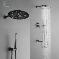 ราคา ฝักบัวติดผนัง ชุดฝักบัวอาบน้ำก้านแข็งสีดำ ฝักบัวปกปิด ชุดฝักบัวทรงกลม (29513184897)