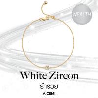ราคา A.CEMI White Zircon Nova Bracelet สร้อยข้อมือพลอยแท้ เพทายขาว สร้อยคอเงินแท้ ชุบทอง 18K โกลว์ (28874247047)